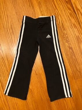adidas Black Joggers with White Side Stripes - Kids